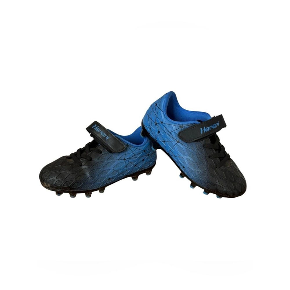 Hanani Kids Blue & Black Velcro Closure Athletic Sports Cleats. Little Kids 13. - Picture 2 of 10